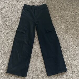 Mid Rise Black Barrel Jeans